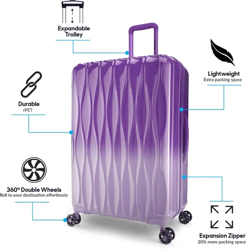 Miniatura 3 de Vacay Link Collection - Equipaje de viaje con ruedas giratorias expandibles, juego de 2 piezas (2028), Púrpura