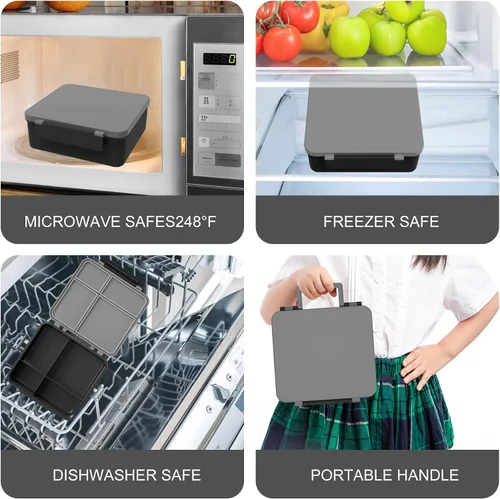 Miniatura 7 de Caja de almuerzo Bento para niños con termo para sopa de 8oz, botella de agua, contenedores de comida para almuerzo a prueba de fugas para niños