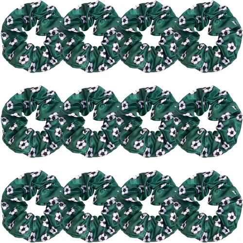 12 PCS Soccer Hair Scrunchies Cheeleader Satin Scrunchies Soccer Hair Accessories for Girls, Women, Player Team