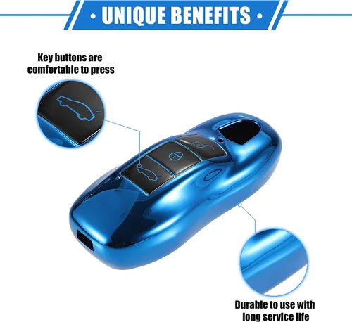 Miniatura 3 de Funda protectora para llavero de automóvil con control remoto de 3 botones, compatible con Porsche Cayenne Panamera 2011-2017, protección completa