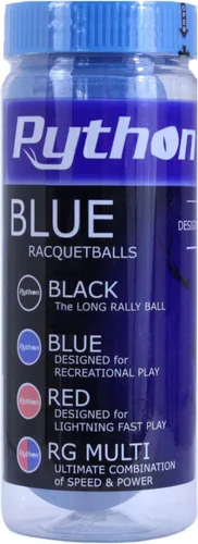 Python 3 Ball Can Blue Racquetballs (color estándar con calidad de torneo!)