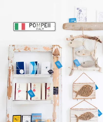 Miniatura 3 de Pompeya, Italia - Letrero de bandera italiana - Letrero de metal novedoso para decoración del hogar, decoración de pared de restaurante italiano