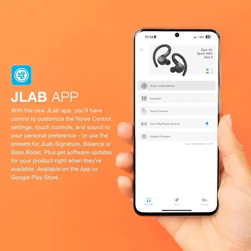 Miniatura 4 de JLab Epic Air Sport ANC Gen 2 Auriculares inalámbricos Bluetooth verdaderos, audífonos para hacer ejercicio, IP66 a prueba de sudor, vida útil