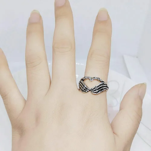 Miniatura 3 de Anillo de corazón retro personalizado para hombres, mujeres, niñas, niños, gótico a juego para parejas, nudillos, cola de nudillos, anillos de dedo