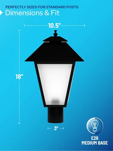 Miniatura 2 de KASTLITE Lámpara de poste para exteriores, se adapta a postes de lámpara de 3 pulgadas, luz de poste de linterna impermeable antioxidante, base E26