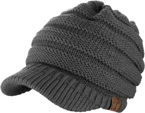 Miniatura 21 de C.C Gorro de punto trenzado cálido y grueso con visera