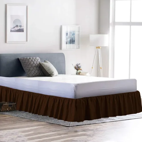 Miniatura 21 de 100% algodón 600 hilos 1 pieza falda de cama con volantes de polvo de 12 pulgadas con plataforma, estilo recogido (tamaño Queen, rosa)