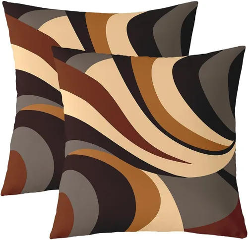 Miniatura 22 de Juego de 2 fundas de almohada abstractas de 16 x 16 pulgadas para niños, niñas, adolescentes, decoración de dormitorio, moderna a rayas, decoración