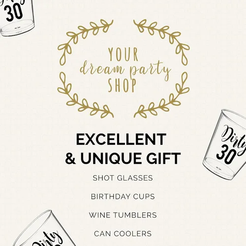 Miniatura 9 de Dirty 30 - Vasos de chupito de cumpleaños – 100 vasos de plástico desechables de 2 onzas, decoraciones de cumpleaños 30 para él o ella, regalos