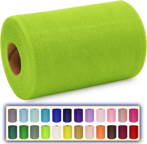 Miniatura 9 de Rollo de tela de tul azul agua de 6 pulgadas x 300 pies (100 yardas), cinta de tul mate cinta de red malla carrete para DIY falda tutú lazo de boda