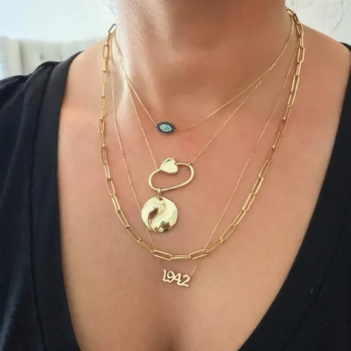 Miniatura 3 de BOUTIQUELOVIN - Collar de cadena de eslabones, de oro de 14 quilates, para mujeres y niñas