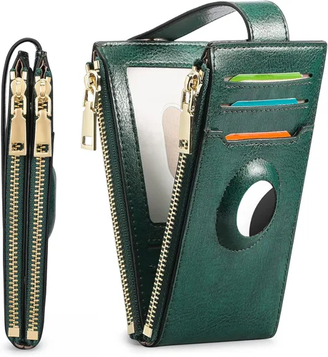 FALAN MULE Billetera para AirTag para mujer con funda integrada para AirTag, AG-Verde Oscuro, Minimalista