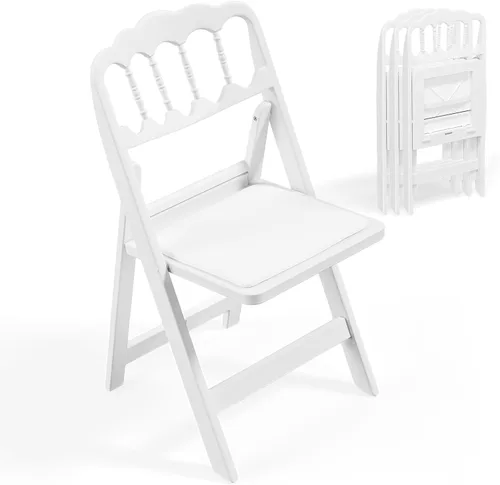 Miniatura 9 de VINGLI Silla plegable de plástico de resina blanca con asiento acolchado, capacidad de peso de hasta 350 libras