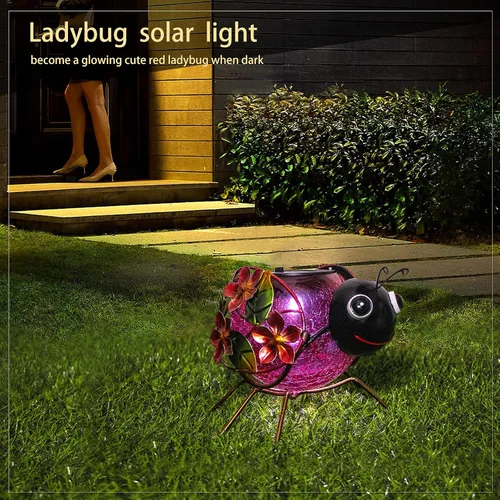 Miniatura 5 de MUMTOP Lámpara Solar, Luces LED Solares Impermeables al Aire Libre, Decorativas, Soporte de Mesa en Forma de Mariquita, para Decoración de Patio