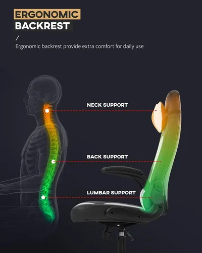 Miniatura 6 de Silla ergonómica para juegos de PC, silla de oficina para computadora con reposabrazos, reposacabezas y soporte lumbar, respaldo alto, silla Blanco
