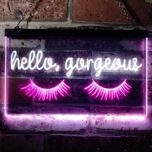Miniatura 2 de ADVPRO Hello Gorgeous - Letrero de neón LED de doble color, blanco y morado, 16 x 12 pulgadas, st6s43-i3178-wp