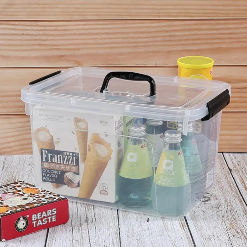 Miniatura 4 de Anbers Caja de almacenamiento de plástico con tapa de 10.5 cuartos de galón con asa, paquete de 4, transparente Contenedor de almacenamiento