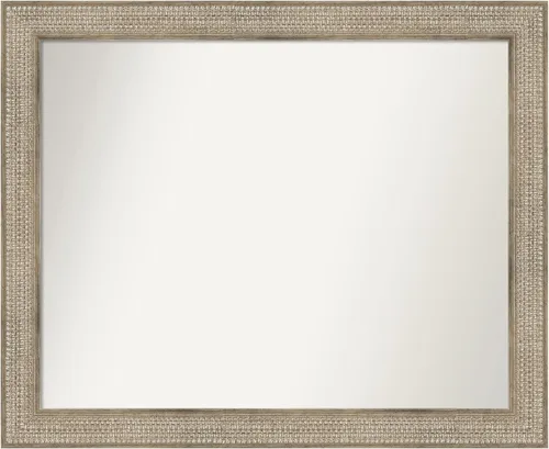 Miniatura 233 de Amanti Art Espejo de baño plateado para sobre fregadero, 26 x 26 pulgadas, espejo cuadrado de níquel pulido, marco de madera tradicional mediano, se