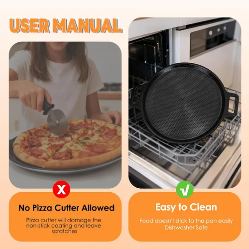 Miniatura 6 de Acero antiadherente para pizza grabado con láser, sartén para pizza de acero híbrido de 3 capas con núcleo de aluminio, mejor conductividad térmica