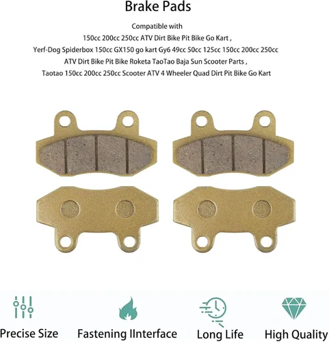 Miniatura 5 de 2 pares de pastillas de freno de disco delantero para motocicleta, compatibles con scooter chino Taotao 150 estilo largo go kart Gy6 49cc 50cc 125cc