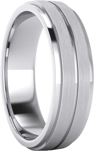 Miniatura 3 de Anillo de boda unisex de plata de ley maciza pesada de 0.236 pulgadas (0.236 in), ajuste cómodo, con centro elevado cepillado, lados pulidos