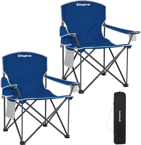 Miniatura 10 de KingCamp Silla plegable portátil para camping, asiento totalmente acolchado con bolsillo lateral y soporte para tazas, para portones traseros