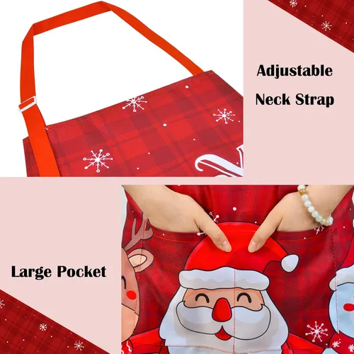 Miniatura 5 de Delantal de Navidad para mujeres y hombres con bolsillos, bonitos y divertidos delantales de cocina para cocinar hornear para adultos