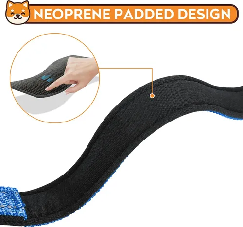 Miniatura 4 de Collar reflectante para perro, ajustable de neopreno suave acolchado de nailon para mascotas con hebilla para perros grandes, azul marino, talla L