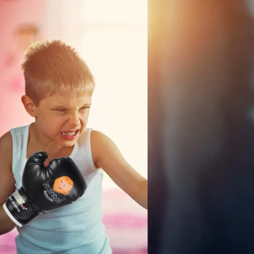 Miniatura 6 de Guantes de boxeo para niños, guantes de entrenamiento de piel sintética, guantes de entrenamiento de dibujos animados para niños Muay Thai