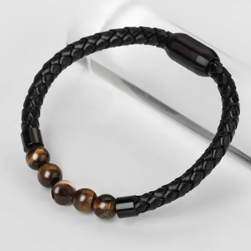 Miniatura 6 de Ckysee Healing Balancing Genuine Leather Beads Bracelet Magnetic Clasp Bracelet 8.5