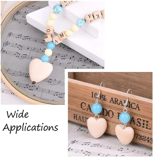 Miniatura 4 de KISSITTY 60 cuentas de corazón de madera natural, 3 tamaños, forma de corazón, sin pintar, cuentas espaciadoras de madera con agujero de 0.079