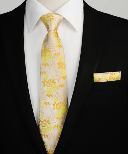 Miniatura 220 de Corbatas florales tejidas clásicas para hombre, corbata cuadrada de bolsillo, corbatas formales para hombres, boda con pañuelo