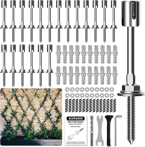 Miniatura 14 de Enrejado de alambre para plantas trepadoras al aire libre, juego de 20 enrejados de alambre de pared con cable y cortador de acero inoxidable