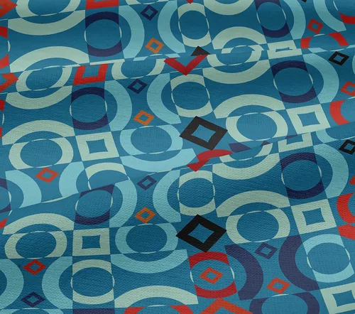 Miniatura 6 de oneOone - Tela geométrica de punto de viscosa, color azul azulado para coser tela de artesanía impresa por The Yard 60 pulgadas de ancho -XS Azul