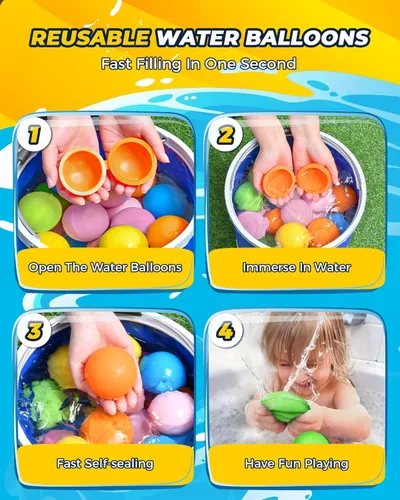 Miniatura 5 de Globos de agua reutilizables, bomba de agua de llenado rápido, fiesta de juguetes de verano, juguetes de piscina para niños, juegos al aire libre