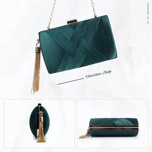 Miniatura 4 de Lanpet Bolsos de mano de noche para mujer, de satén, de seda, con colgante de borla