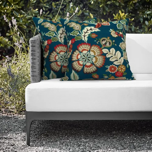 Miniatura 118 de Juego de 2 almohadas para exteriores de 16 x 16 pulgadas, repelentes al agua con interiores, para muebles de patio, hogar, jardín, geometría bohemia