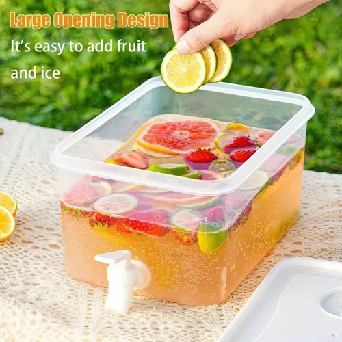 Miniatura 6 de Dispensador de bebidas para refrigerador, dispensador de bebidas de plástico con espita, recipiente de jugo sellado con pantalla de filtro, jarra