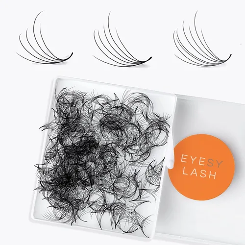 Eyesy Lash 500 Camellia Premade Fans - 5D 0.07 Tamaño 8-10-12mm Rizo CC - Extensiones de pestañas postizas naturales en abanico prefabricadas, 3