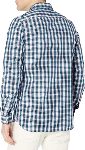 Miniatura 3 de Lacoste Camisa de manga larga con botones de popelín y tejido de guingán elástico para hombre