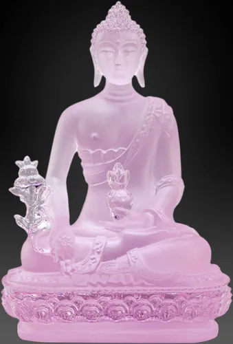 Miniatura 11 de Houlu Estatua de Buda de la medicina tibetana, 4.13 pulgadas, figura de Buda curativa de cristal Liuli para la salud (verde)