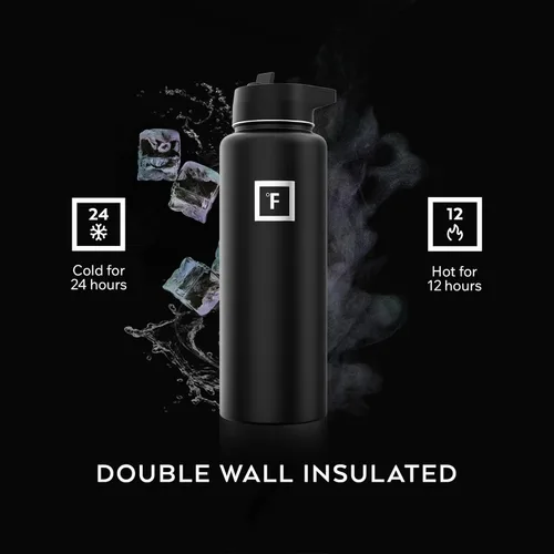 Miniatura 4 de IRON °FLASK Frasco de Hidratación para Acampar y Senderismo con Pajita, Botella de Agua Deportiva de Acero Inoxidable Aislada de Boca Ancha - 40 oz