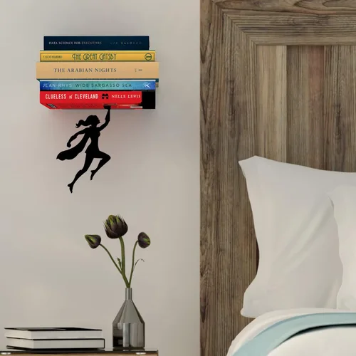 Miniatura 8 de Estante flotante para libros Artori Design "Wondershelf", de metal negro, estante único, regalos para estudiosos, amantes de libros, presente