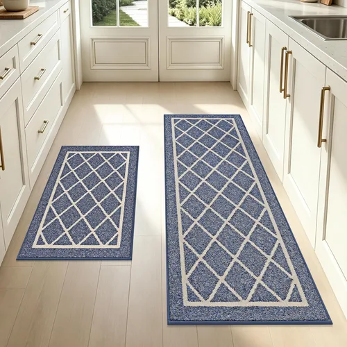 Miniatura 18 de BEQHAUSE - Alfombras de cocina antideslizantes para piso 2 piezas Alfombras de cocina y tapetes antideslizantes lavables Alfombra de cocina