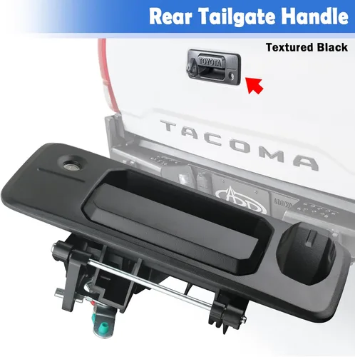 Miniatura 7 de Osompar Manija de cierre con llave para puerta trasera compatible con Toyota Tundra 2014-2021 Toyota Tacoma 2016-2021 con cámara trasera, textura