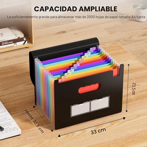 Miniatura 2 de Sooez - Organizador de archivos de acordeón, carpeta expandible con 13 bolsillos, organizador portátil mensual para papel, facturas, impuestos
