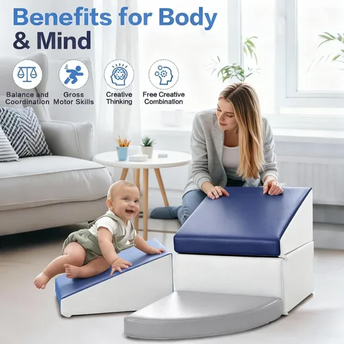 Miniatura 5 de Sumbababy Bloques de Espuma para Escalar para Niños Pequeños: Bloques de Espuma de Cuero PU para Juego Activo de Niños - Juguetes de Escalada