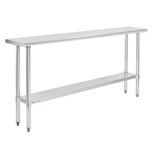 Miniatura 28 de Mesa de acero inoxidable para preparación y trabajo, con ruedas giratorias, mesa resistente, comercial NSF, con estante inferior y protector
