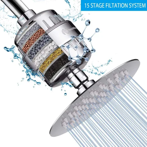 Miniatura 6 de NearMoon Filtro de ducha de 15 etapas de alto rendimiento, suavizante de cabezal de ducha filtrado para agua dura, reduce la picazón en la piel