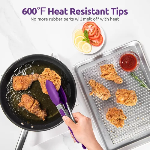 Miniatura 3 de Pinzas de cocina resistentes al calor de 600ºF: pinza de cocina de silicona U-Taste de 9 pulgadas con puntas de goma antiadherentes selladas firmes